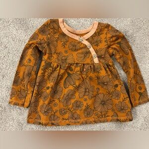 Orange Floral Long Sleeve Top - 12 Months. EUC.